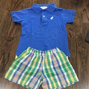 The Beaufort Bonnet Company Blue Polo and Plaid Shorts Set
